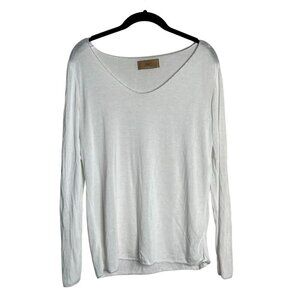 Free For Humanity White long Sleeve Viscose‎ Blend Knit Top Silver Lining Medium